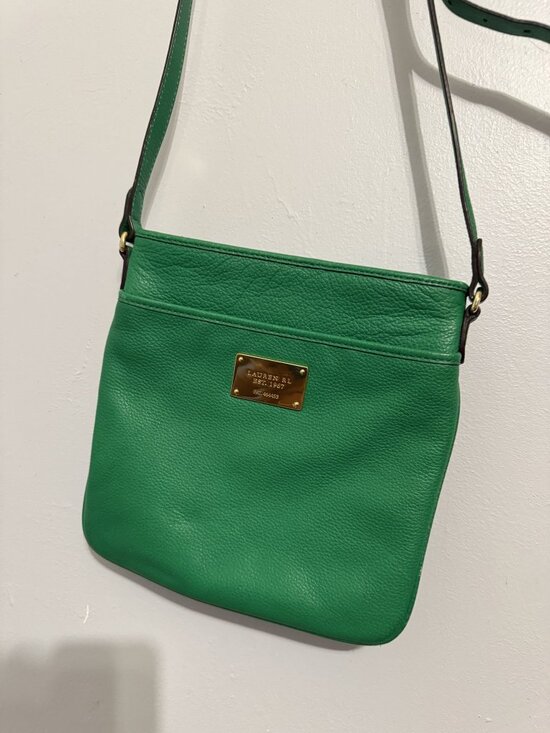 Lauren Ralph Lauren Handbags - Lauren Ralph Lauren Green Pebbled Leather Crossbody Bag